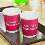 Great for all gift giving occasions, our Personalized Souvenir Shot Glasses (Set of 2) are the toast of the town! Whether youre looking for the perfect gift for your bridal party attendants or a fun birthday keepsake, these custom designed cuties are the ideal choice! Because each glass is sold in sets of two and can be personalized with two custom lines and a color of your choice, youll easily be able to create a one of a kind look to fit everyones taste. Personalization Options: The Personalized Souvenir Shot Glasses (Set of 2) may be personalized with two block custom lines (max of 12 characters per line) on each shot glass with your choice of a cloud, aqua, sage, wisteria, petal pink, raspberry, wineberry, plum, claret, tangerine, chocolate, grey or black background at No Additional Cost. *Please Note: Personalization ink varies with background color. See More Photos for samples.