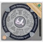 Celebrate a special 25th anniversary with friends and family. Our 13" 25th Anniversary Signature Plate includes a permanent marker and easel for display. Also includes hanger on back for wall hanging. Comes boxed. 