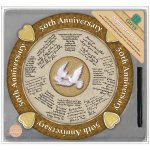 Celebrate a special 50th anniversary with friends and family. Our 13" 50th Anniversary Signature Plate includes permanent marker and easel for display. Also includes hanger on back for wall hanging. Comes boxed.