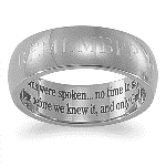 Remember a loved one taken too soon with this Stainless Steel engraved design. "No farewell words were spoken. No time to say goodbye. You were gone before we knew it, and only God knows why," is inscribed inside the rounded 7mm band. 