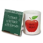 Your favorite teacher will absolutely love this personalized teacher gift set. Our Personalized Teacher Mug & Coaster look great on the desk or in the kitchen. Personalized Teacher Mug and Coaster Set make great Teacher Gifts. Our Chalkboard Personalized Teacher Mug and Coaster Set is available on our Dishwasher safe Ceramic Coffee Mug, holds 11oz and on our 4.25 x 4.25 Ceramic Coaster with cork bottom. Includes FREE Personalization! Coaster comes with the saying To teach is to touch a life forever. and we Personalize your mug with any name