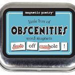 This collection features 72 obscene word magnets isnt afraid to bleeping vent. Put them on your fridge or any steel surface to so you can blow off some steam anytime. Actual metal box is 1.75 x 2.25 inches. 