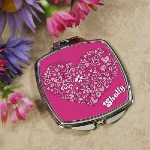 A unique way to say your in my heart with style. She will look fabulous every time she checks her makeup. The mirror measures 2.5" x 3". Includes FREE Personalization. Personalize your Love Compact Mirror with any name. 