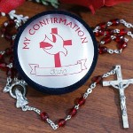 Personalized Confirmation Keepsake Box & Rosary - Engraved Rosary & Case for Confirmation Receiving the sacrament of Confirmation in the Church is a glorious event which allows your child to become an adult in the Church. Celebrate this joyous occasion by giving your new adult a Personalized Confirmation Keepsake Rosary case with Rosary.