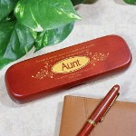 Your Aunt is a blessing of love, joy and happiness. Give your favorite Aunt a personalized gift from the heart with a Custom Engraved Aunt Pen Set. A one-of-a-kind personalized gift she can use and cherish always. Engraved Pen Set for your Aunt is presented with a matching rosewood case for convenient storage and makes a beautiful gift presentation. Pen measures 6" in length, black ink and features twist action ballpoint operation. The pen can be refilled with a standard Parker refill. The Engraved Aunt Pen Case is personalized with any two line custom message. (i.e. I am glad youre my aunt and my friend / Love, Nicole )