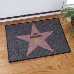 Personalized Welcome Doormat - Custom Printed Walk of Fame Star DoorMat Everyone who comes to visit will feel like a movie star once they cross over your Personalized Walk of Fame Welcome Doormat. Family and Friends will be awaiting an evening of fun and entertainment as they stroll along your carpet and visit with one another in your most gracious home.