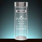 A must-have eco-friendly item for the special teacher or professor in your life! Personalize our magnificantly crafted Etched Glass Thermos for the extraordinary educator who helped you grow and learn, plus a strainer to put any of their favorite tea or drink in! Makes a great end of the school year Thank you gift, or for any occasion. Double walled for hot or cold beverages. Measures 8-1/8 � tall & 16 oz. 