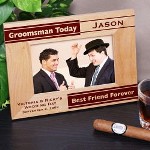 Personalized Groomsman Picture Frame - Engraved Groomsman Wood Picture Frame Express your gratitude and appreciation for your groomsman with a Personalized Groomsman Picture Frame. A handsome wedding party gift all of your groomsmen will enjoy receiving. Be sure to include a favorite photograph as well to complete this unique groomsman gift. 