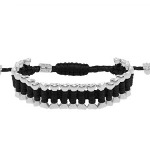 Hand-woven dog bone friendship bracelet in black with silver bones and adjustable cord. One size fits most. To keep your bracelet strong and beautiful, keep dry.