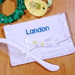 Remember your baby boy’s first hair cut by keeping a lock of his beautiful hair in this Embroidered Lock of Hair Pouch. This elegant Keepsake Pouch makes an excellent gift idea for baby showers or to welcome your new baby boy into this world. 