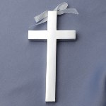 This religious gift can be offered in an array of uses. This sleek cross can be given for a first communion, christening, or even a wedding and is sure to make a lasting impression on its recipients. Dimensions: 4 5/8 x 2 5/16 inch 