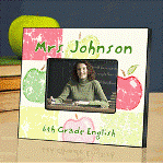 Put the focus on your favorite teacher with this eclectic group of personalized picture frames, ideal for any grade level and subject. Available in a choice of 10 designs, these personalized frames are sturdy yet attractive and feature colorful designs and plenty of room for the name of the teacher, school, or subject taught. These are a terrific teacher gift and great way to honor those whove shaped the life of your child! Measures 8" x 10" and holds a 4" x 6" picture. Personalized with two lines of up to 25 