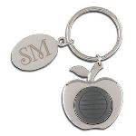 This unique silver keychain features a chrome-plated apple with an LED light, as well as a smooth silver nametag that can be personalized with two initials. Symbolizing love and friendship, the apple is a perfect gift for a teacher or friend. The convenient LED light helps you open door with its bright welcoming light. 2.75 x 1.375 in size.