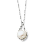 Hold memories close forever and a day and let her know just how you feel while reminder her your love is forever. 18" necklace, fresh water cultured pearl, cz