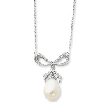 Sterling Silver Cultured Pearl & CZ The Gift 18in Necklace Jewelry with a message...This elegant necklace makes a meaningful and keepsake gift for any occasion.
