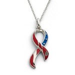 Sterling Silver Antiqued & Enameled Remembered Always 18in Necklace can be shared with family and friends to always remember the sacrifices of those who serve our country. 
