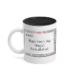 This humorous mug is a great way to show a bit of appreciation towards an employer. The computer memo design can be personalized with a message. This white mug features a black interior, and is made of a hardcoated ceramic. The mug holds 11 ounces, and will make a handsome addition to any kitchen. You can earn 18 MG Rewards Points on this product!