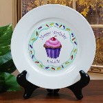 Let your little girl enjoy her delicious birthday cake or cupcake while using our beautifully Personalized Birthday Ceramic Plate. With this colorful design, this Personalized Birthday Plate is sure to become a treasured keepsake she will love to use year after year.