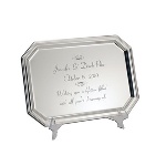 Celebrate a special wedding or anniversary with our personalized tray. This lovely keepsake silver-plated tray will be cherished by the happy couple for many years. Tray measures 6.75" x 9.25".