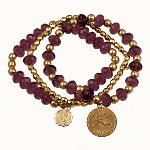Show off your astrological sign with this fabulous three strand multibead bracelet with your zodiac sign on a gold plated disc. Made in USA 