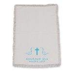 This elegant cross keepsake blanket will be treasured for many years. Personalize with babys name and a date. They make a beautiful keepsake that parents will treasure for many years. 