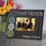 Surround your favorite BFF picture with this attractive wood-look frame, providing a subdued, weathered look that enhances the colors in any photo. Trimmed with four peonies, the Personalized BFF Bouquet picture frame is ideal for a wall or desk and matches just about any decor. Frame measures 8" x 10" and holds a 4" x 6" picture. 