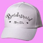 Personalized Bridal Party Hats make a unique wedding gifts for everyone in your party. Customize your bridal party hat with title like Mom of the Groom, Father of the Bride, Bridesmaid, Groomsmen or anyone special on your wedding gift list.