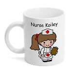 You can give your favorite nurse a personalized mug that will be the envy of all her co-workers. Make it truly personal and entirely theirs when adding their name, along with their skin tone and hair color. This gleaming hard coated white ceramic mug will hold eleven ounces of their favorite drink! It is ideal for a birthday or any occasion or just to say how much you appreciate them! Personalization Information: Personalize this gift with the recipients name.