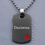 This black IB plated Diabetes dog tag is complimented by a red medical symbol on front. Engrave back to reveal silver color stainless underneath. Bail opening is 5mm wide. 