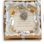 Dare to dream... big or small... believe in yourself... and you can achieve all. These silver like beads along with fall tone beads make this a special and inspirational bracelet gift to give for so many occasions. 