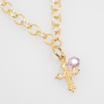 Celebrate a special religious event with our gold toned cross necklace gift. 14 K Gold necklace and cross with a birthstone or color swarovski bead make this a personalized gift idea for baptisms, christenings, communions or confirmations.