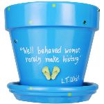 Whimsical flower pots, hand quoted in dozens of different colors and embellishments--just the thing to brighten up your kitchen or deck! They can hold flowers, kitchen utensils, or dog treats. Each has a unique quote that ranges in category from gardening, children, teachers, dogs, humor, family and friendship and more! There is one just right for you! Make a great gift, one for your mother, sister, teacher, father..and dont forget Aunt Betty! Fill it with a flower, favorite items (snacks, candy, gardening gloves, teacher goodies, pens, pencils).