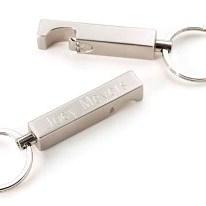 This sophisticated key ring is securely attached to a brushed stainless steel bottle opener…a dynamic duo. Fine craftsmanship guarantees a long life free from rust or tarnish. 