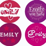 Personalized stickers for valentines day, birthday parties, skateboarding and locker fun, and more! These custom stickers all prominently feature your child’s name.