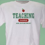 Your favorite teacher will look like an A+ when wearing this unique Personalized Teacher T-shirt. Each Personalized T-shirt is available on our premium white cotton/poly blend T-Shirt, machine washable in adult sizes S-3XL. Includes FREE Personalization! Personalized your Teacher Shirt with any name.