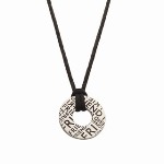 A life lived in gratitude makes the world go around. Nature your thankfulness with our black silk cord necklaces crafted of rhodium. Knot closure - adjustable to 24". 